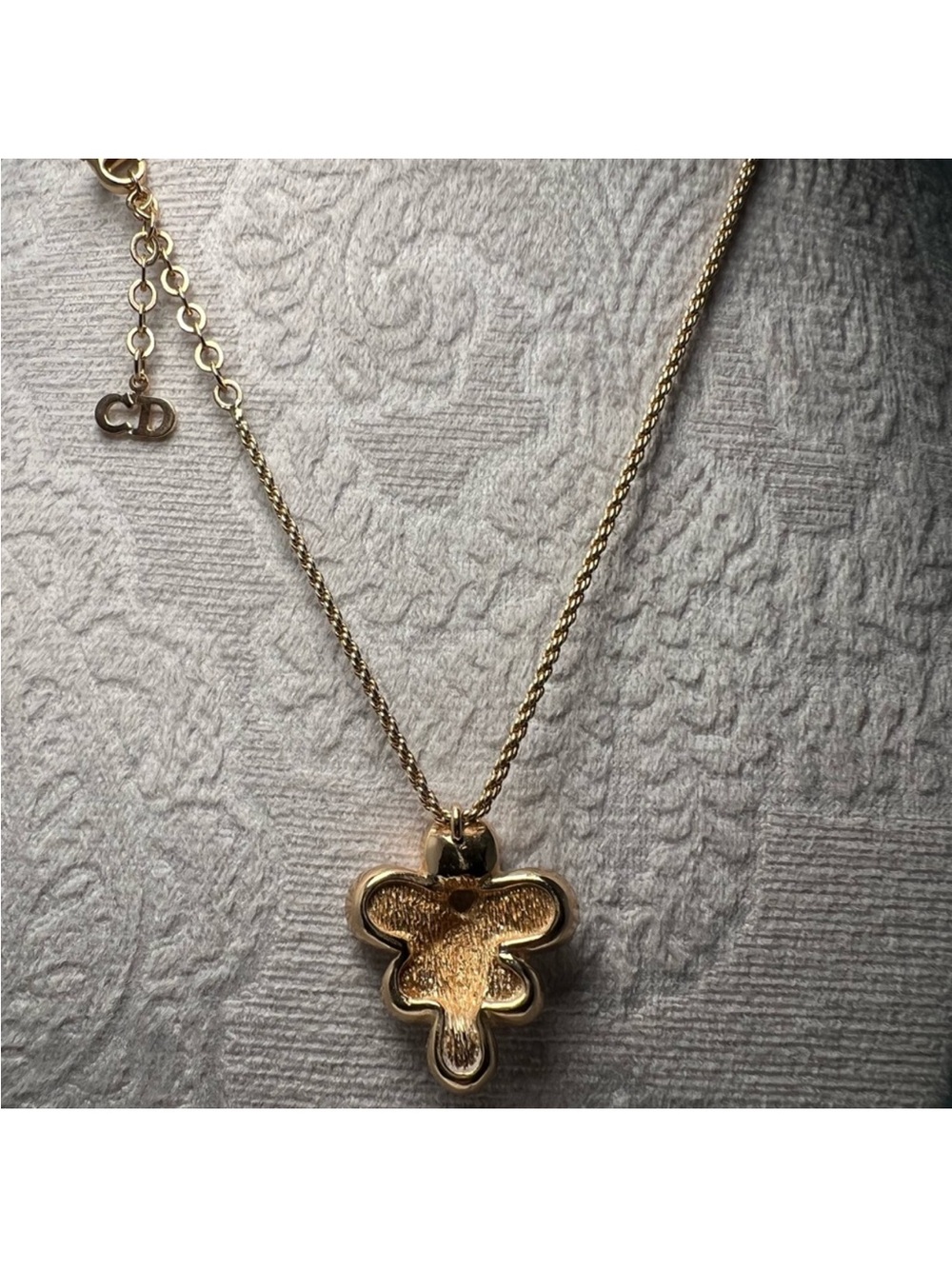 Christian DIOR Floral Necklace Authentic Gold and Silver Vintage - Picture 5 of 7